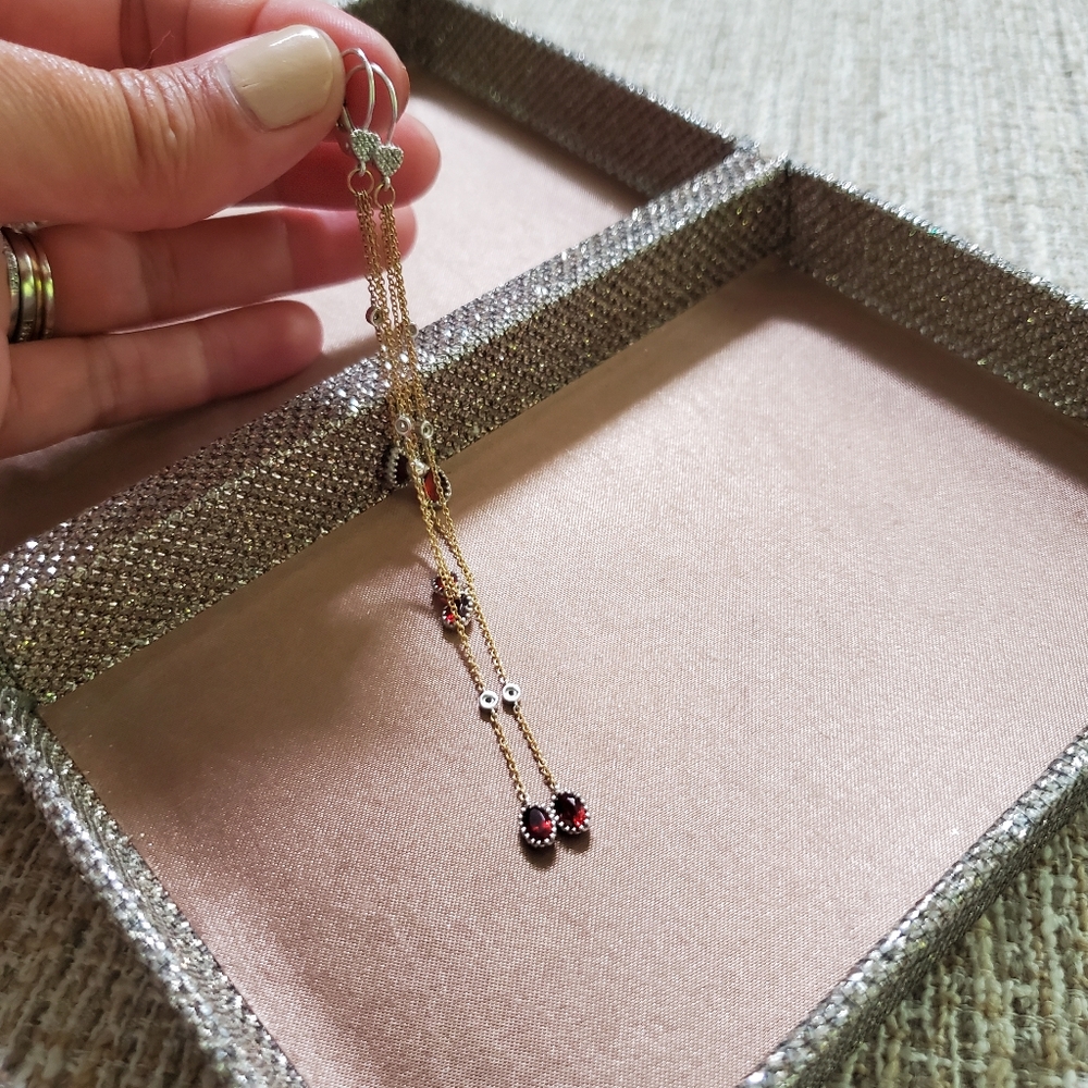 14k Gold Diamond and Garnet Earrings - Picture 4 of 14